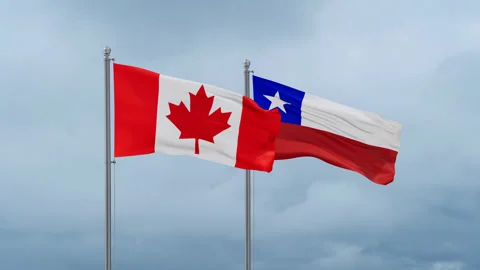 Chile and Canada flag Stock Footage 252023247