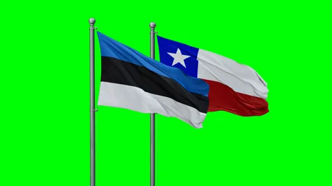 Chile and Estonia two flags Stock Footage 293207623