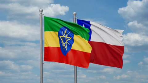 Chile and Ethiopia two flags Video stock 269316693