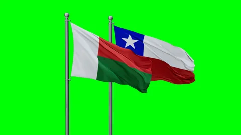 Chile and Madagascar two flags Stock Footage 295075353