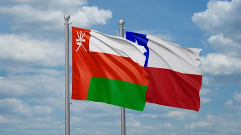 Chile and Oman two flags Stock Footage 269673375