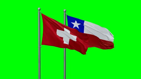 Chile and Switzerland two flags Stock Footage 289660945