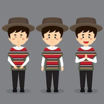 Chile Character with Various Expression Stock Illustration