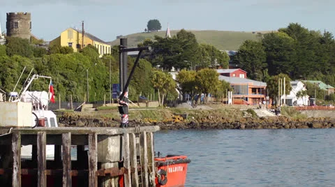 Chile, Chiloe, Boat Launch Stock Footage 22710114