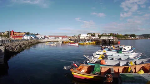 Chile, Chiloe, Inner Harbor WS Pan Stock Footage 22707827