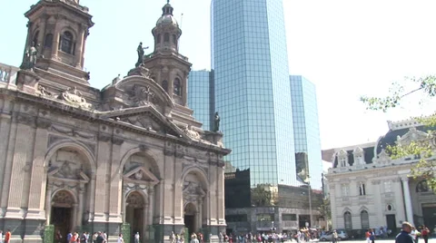 CHILE - CIRCA 2007: Square of arms in Santiago, Chile Stock Footage 30579873