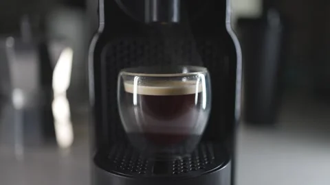 Chile Coffee Santiago Machine slow motion serving cup Stock Footage 342335828