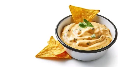 Chile con queso is an appetizer or side dish of melted cheese and chili pep.. Stock Photos