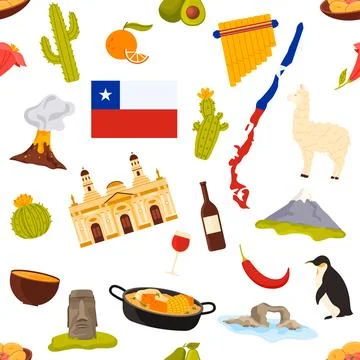 Chile Culture Seamless Pattern Vector Design Stock Illustration