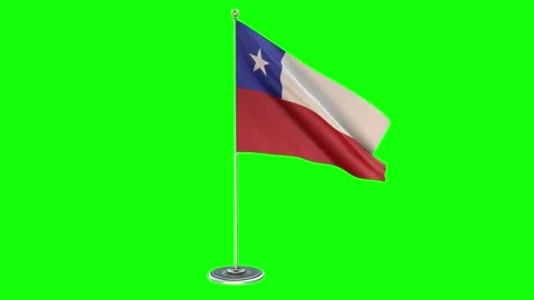 Chile D Looping Illustration of small flag pole on Chroma Key background Video stock 160810968