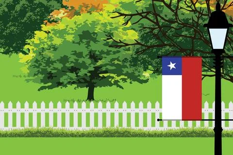 Chile Day Trees Lamp Vector Illustration Stock Illustration