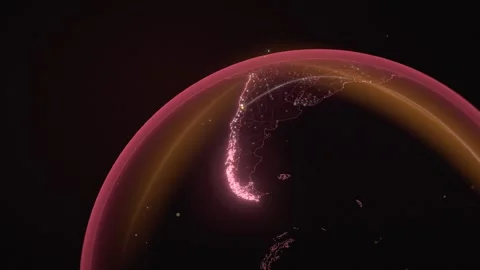 Chile Digital Network Map With Glowing Borders Seen From Low Earth Orbit Video stock 343400217