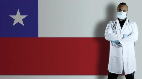 Chile  doctor with flag Video stock 153356064