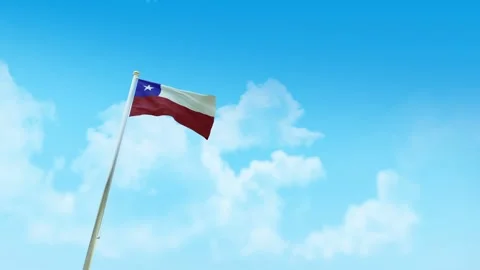 Chile Flag 3D Render Animation with Fighter Jets Formation in Blue Sky Stock-Footage 333342453