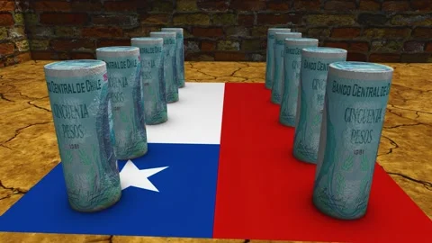 Chile Flag - 50 Currency Concept - 3 Stock Footage 270234872