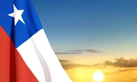 Chile flag against the sunset Stock Illustration
