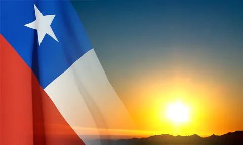 Chile flag against the sunset Stock Illustration