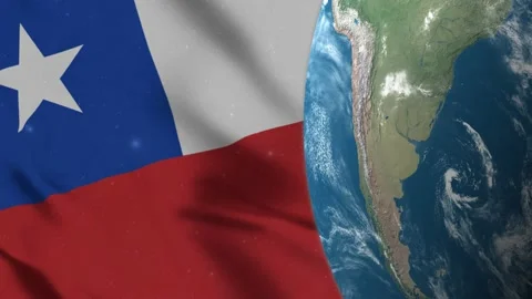 Chile Flag and Chile Map on Earth Globe 4K Stock Footage 220775091