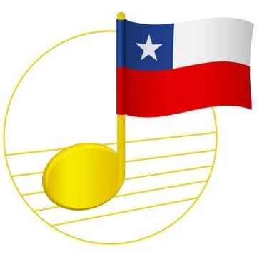 Chile flag and musical note Stock Illustration