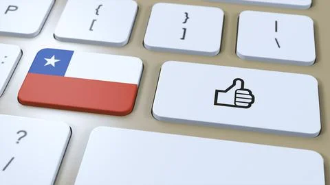 Chile Flag and Yes or Thumbs Up Button. 3D Illustration Stock Illustration