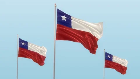 Chile  Flag blowing in the wind with a blue sky With Alpha, 3D rendering Stock Footage 147717605