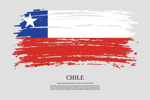 Chile flag with brush stroke effect and information text poster, vector Illustrazione stock