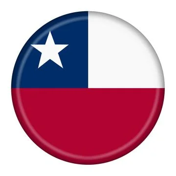 Chile flag button 3d illustration with clipping path Stock Illustration