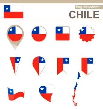 Chile Flag Collection Stock Illustration
