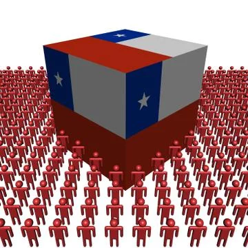 Chile flag cube surrounded by people illustration Stock Illustration