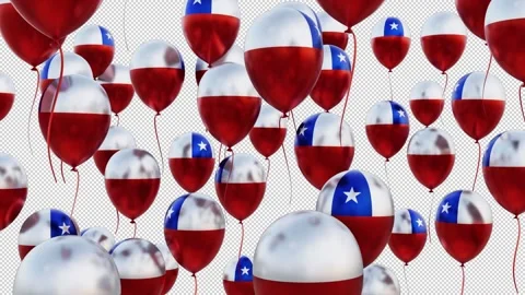 Chile Flag On The Flying Balloons Stockbeeldmateriaal 314651980