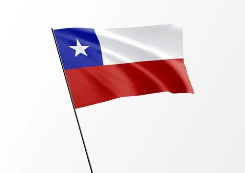 Chile flag flying high in the isolated background Chile independence day Stock Illustration