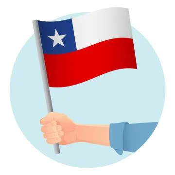 Chile flag in hand icon Stock Illustration
