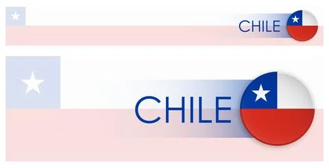 Chile flag horizontal web banner in modern 库存插图