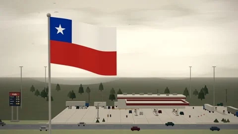 Chile Flag Over Highway Gas Station Fuel Prices seamless loop 스톡 동영상 344714286