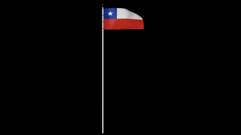 Chile Flag on Pole with Alpha Channel Video stock 87221531