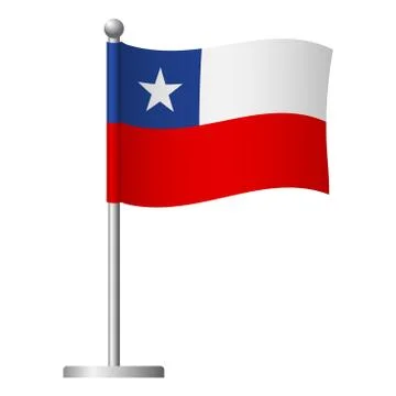 Chile flag on pole icon Stock Illustration