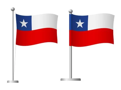 Chile flag on pole icon Stock Illustration