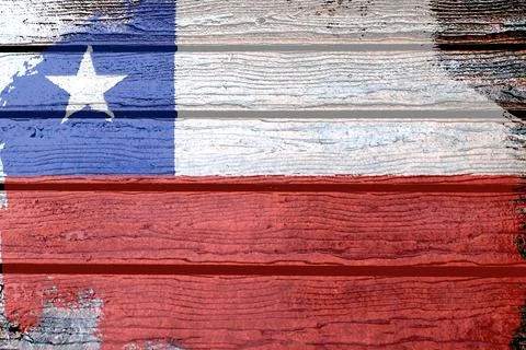 Chile flag - realistic looking flag on a wooden surface Stock Illustration