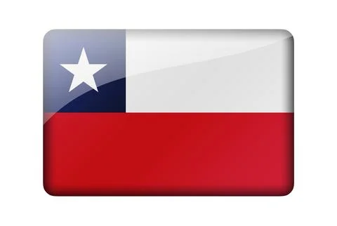 The Chile flag. Rectangular glossy icon. Isolated on white background Stock Illustration