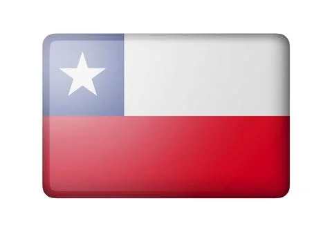 The Chile flag. Rectangular matte icon. Isolated on white background 스톡 일러스트