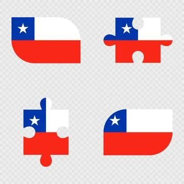 Chile Flag Rounded Shapes and Puzzle Set. Stock Illustration