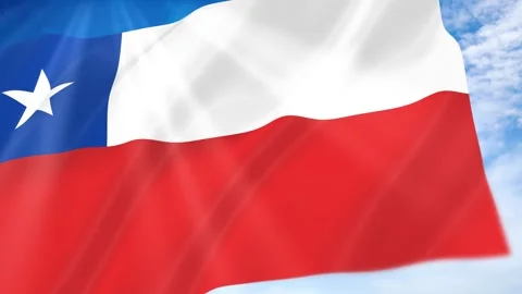 Chile Flag Seamless Loop 4k 60fps on Sky Background Stock Footage 341671720