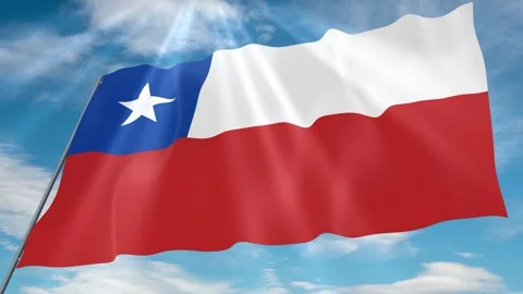 Chile Flag Seamless Loop 4k 60fps on Sky Background Stock Footage 341755669