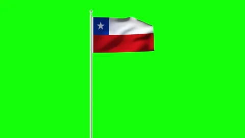 Chile flag seamless waving animation.  Chroma key. Stock Footage 296810948