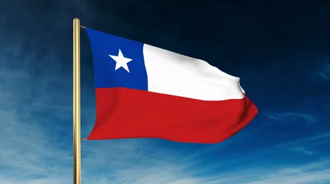 Chile flag slider style. Waving in the win with cloud background animation Stock-Footage 48611575