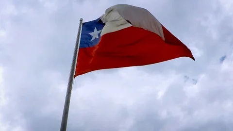 Chile Flag Swaying in the Wind. Chile Flag Slow Motion Vídeo Stock 88476668