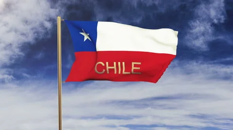 Chile flag with title waving in the wind. Looping sun rises style.  Animation Video stock 48611955