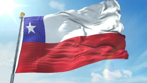 CHILE FLAG WITH WAVING AND LOOPING ANIMATION Stock Footage 131302823