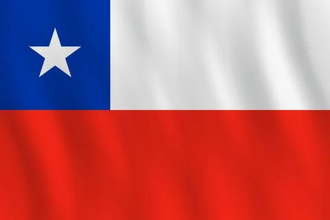 Chile flag with waving effect, official proportion. Stock Illustration