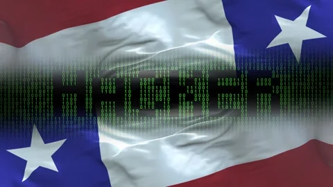 Chile flag - Waving flag on matrix binary code background Stock Footage 321419784
